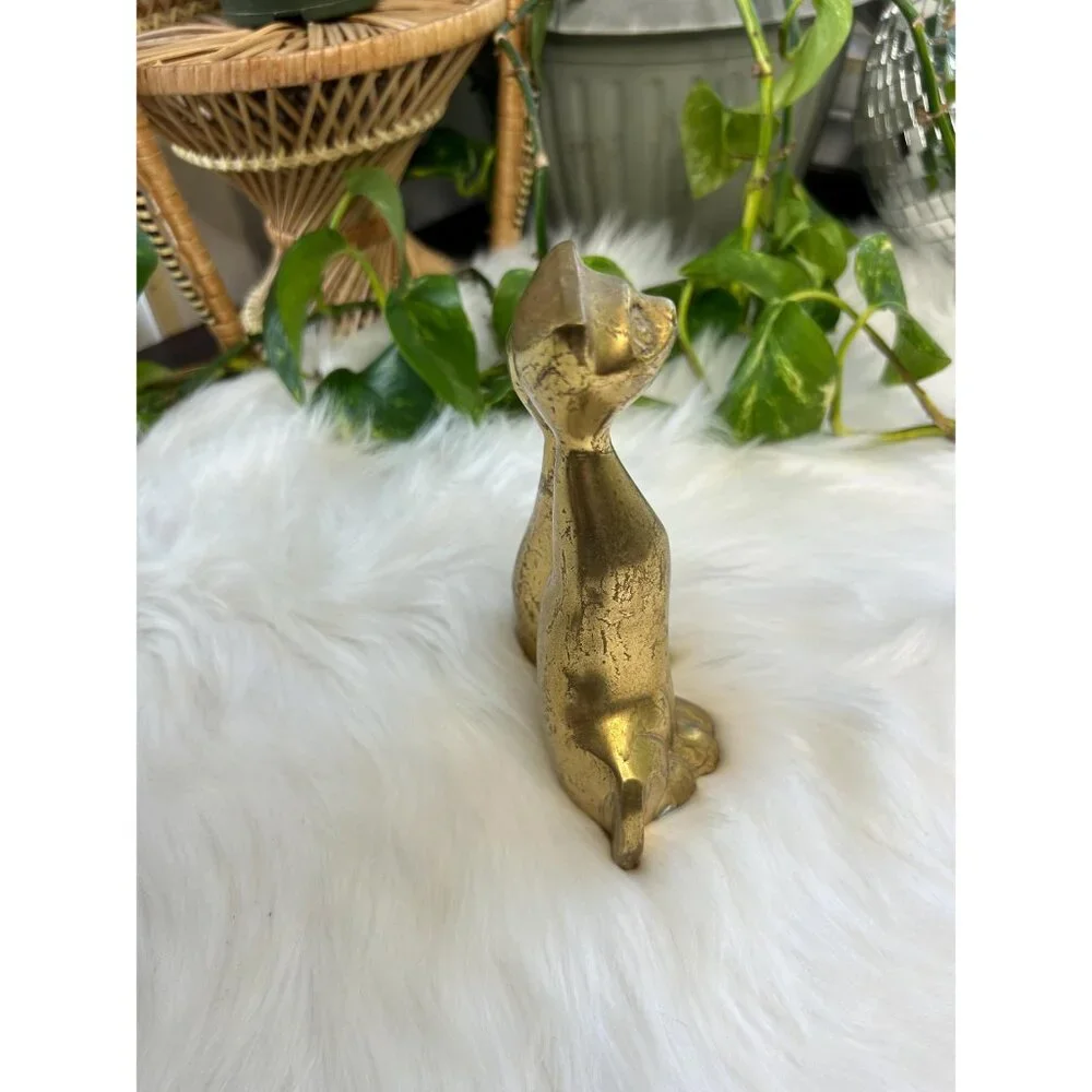 Vintage Brass patina two double cats kitty - a little tarnished - Picture 3 of 5